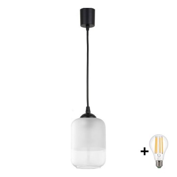 Brilagi - LED luster na sajli RETRO GLASS 1x E27/60W/230V Ø 14 cm crna/bijela