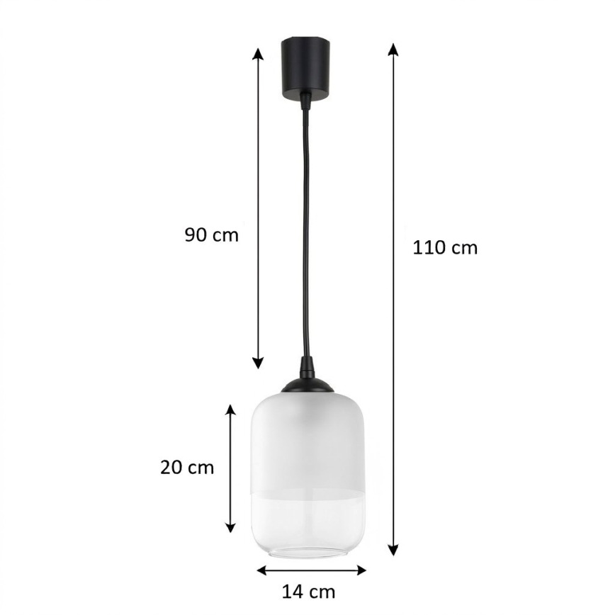 Brilagi - LED luster na sajli RETRO GLASS 1x E27/60W/230V Ø 14 cm crna/bijela
