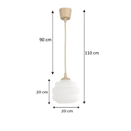 Brilagi - LED luster na sajli RETRO GLASS 1x E27/60W/230V Ø 20 cm bež/bijela