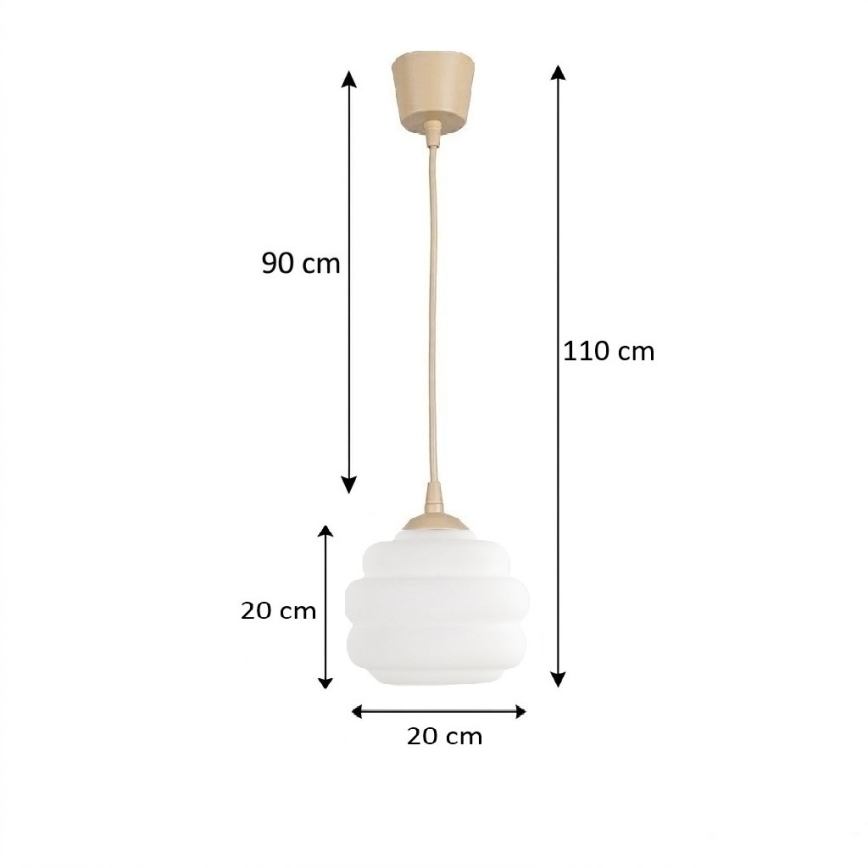 Brilagi - LED luster na sajli RETRO GLASS 1x E27/60W/230V Ø 20 cm bež/bijela