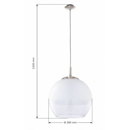 BRILAGI - LED luster na sajli RETRO GLASS 1xE27/60W/230V Ø 38 cm matni krom/bijela