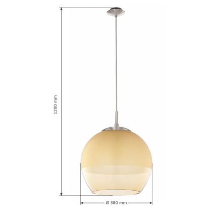 BRILAGI - LED Luster na sajli RETRO GLASS 1xE27/60W/230V pr. 38 cm matni krom/dimno bež