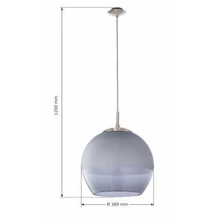 BRILAGI - LED luster na sajli RETRO GLASS 1xE27/60W/230V Ø 38 cm matni krom/zadimljeno-siva