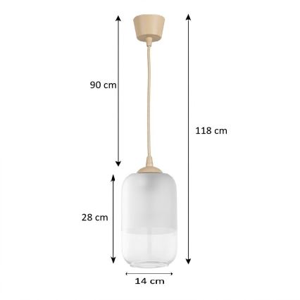 Brilagi - LED luster na sajli RETRO GLASS 1xE27/60W/230V pr. 14 cm bež/bijela