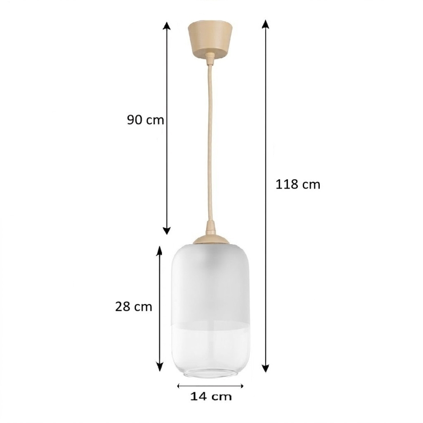Brilagi - LED luster na sajli RETRO GLASS 1xE27/60W/230V pr. 14 cm bež/bijela