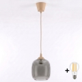 Brilagi - LED luster na sajli RETRO GLASS 1xE27/60W/230V pr. 14 cm bež/dimno siva