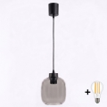 Brilagi - LED luster na sajli RETRO GLASS 1xE27/60W/230V pr. 14 cm crna/zadimljeno-siva