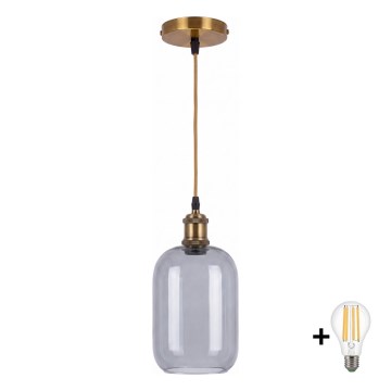 BRILAGI - LED luster na sajli RETRO GLASS 1xE27/60W/230V pr. 14 cm zlatna/zadimljena siva