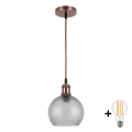 Brilagi - LED luster na sajli RETRO GLASS 1xE27/60W/230V pr. 18 cm bakrena/zadimljena siva
