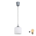 Brilagi - LED luster na sajli RETRO GLASS 1xE27/60W/230V promjer 10 cm srebran/bijel