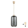 Brilagi - LED luster na sajli RETRO GLASS 1xE27/60W/230V promjer 14 cm bež/dimno siva