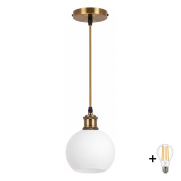 BRILAGI - LED luster na sajli RETRO GLASS 1xE27/60W/230V promjer 15 cm zlatni/bijeli