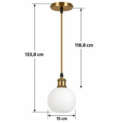 BRILAGI - LED luster na sajli RETRO GLASS 1xE27/60W/230V promjer 15 cm zlatni/bijeli