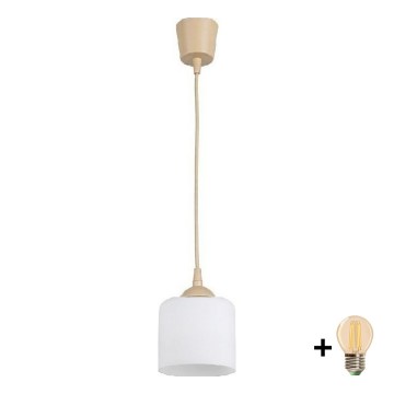 Brilagi - LED luster na sajli RETRO GLASS 1xE27/60W/230V Ø 10 cm bež/bijela