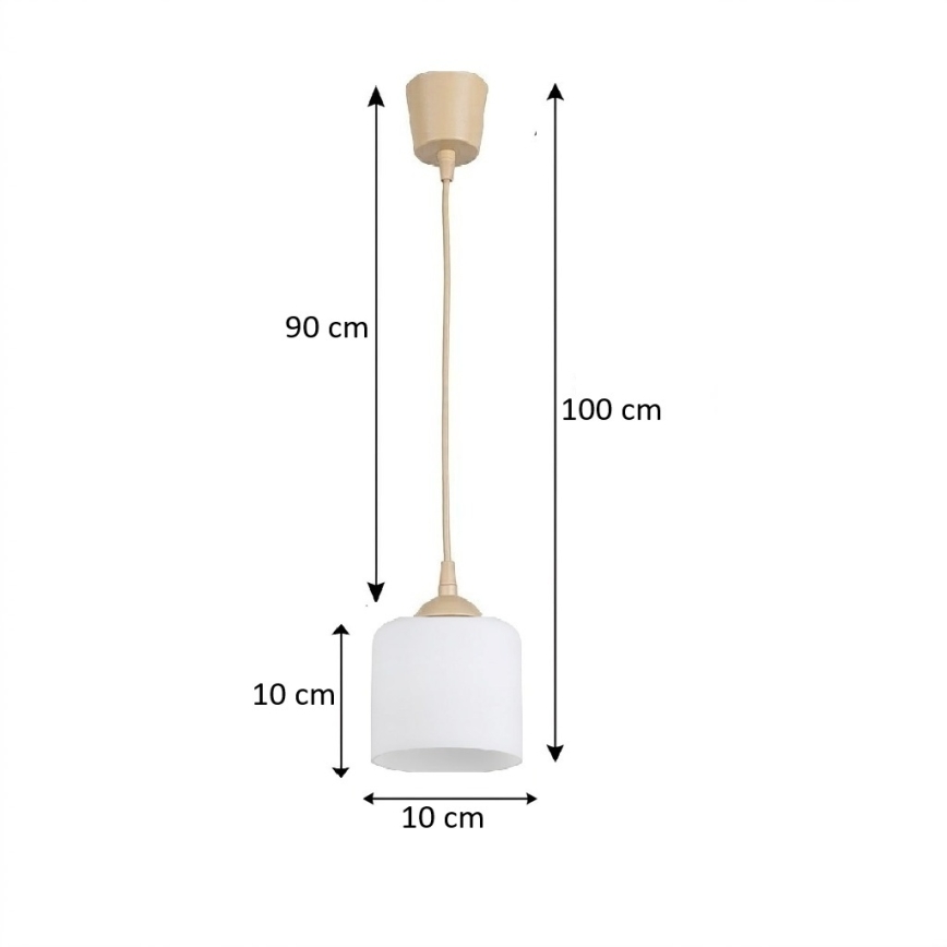 Brilagi - LED luster na sajli RETRO GLASS 1xE27/60W/230V Ø 10 cm bež/bijela