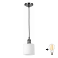 BRILAGI - LED luster na sajli RETRO GLASS 1xE27/60W/230V Ø 10 cm crna/bijela
