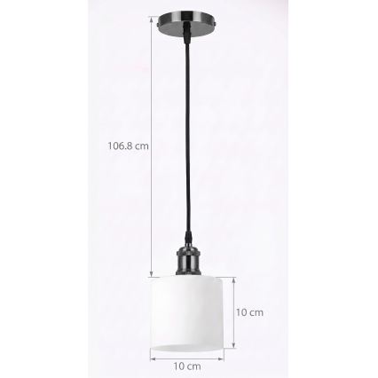 BRILAGI - LED luster na sajli RETRO GLASS 1xE27/60W/230V Ø 10 cm crna/bijela