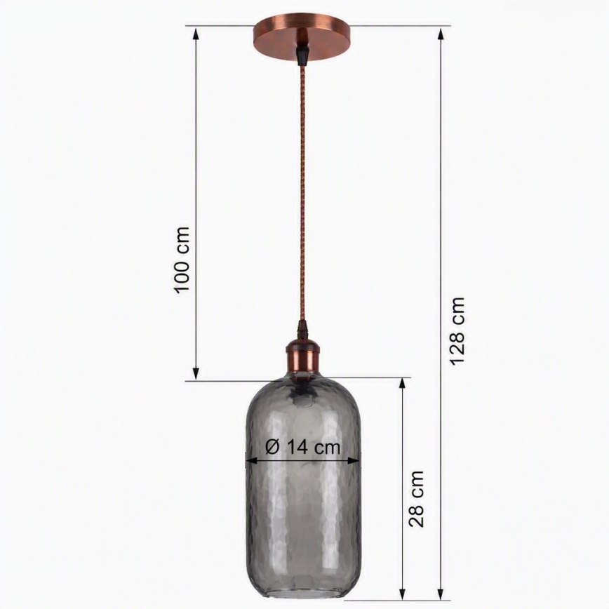 Brilagi - LED luster na sajli RETRO STAKLO 1xE27/60W/230V Ø 14 cm bakrena/dimno-siva