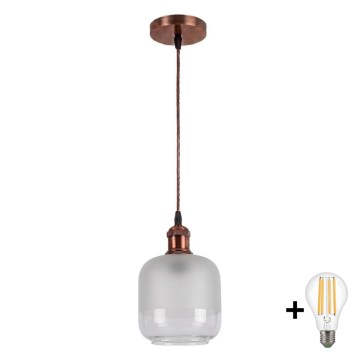 Brilagi - LED luster na sajli RETRO GLASS 1xE27/60W/230V Ø 14 cm bakrena/bijela
