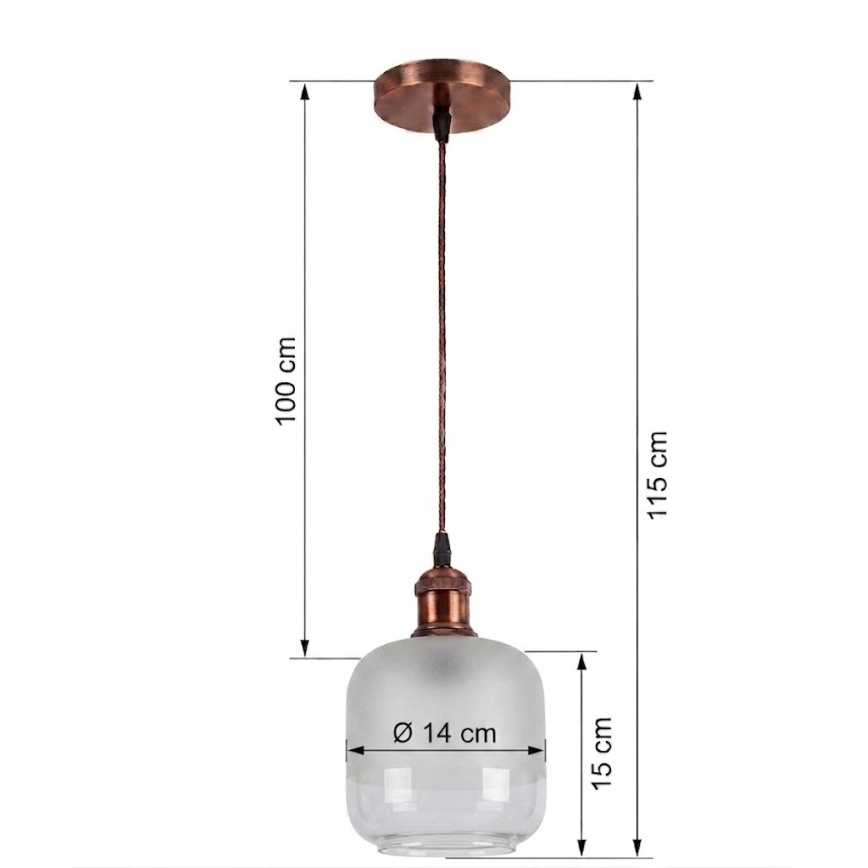 Brilagi - LED luster na sajli RETRO GLASS 1xE27/60W/230V Ø 14 cm bakrena/bijela