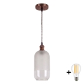 Brilagi - LED luster na sajli RETRO GLASS 1xE27/60W/230V Ø 14 cm bakrena/bijela