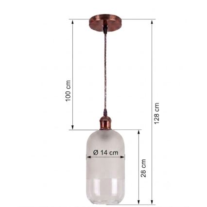 Brilagi - LED luster na sajli RETRO GLASS 1xE27/60W/230V Ø 14 cm bakrena/bijela