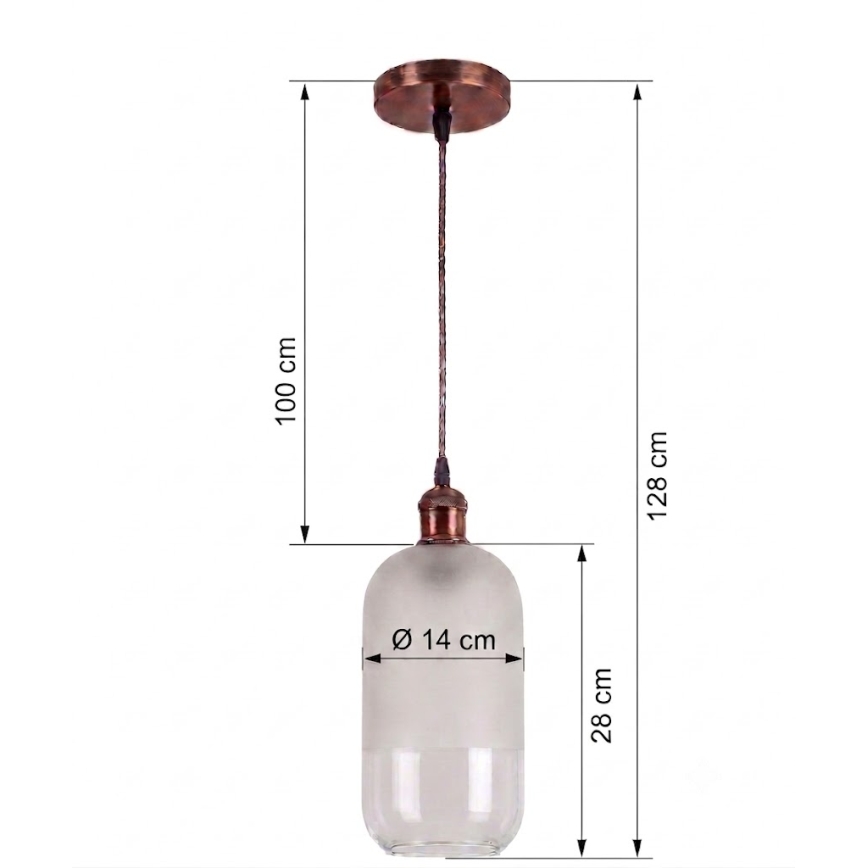 Brilagi - LED luster na sajli RETRO GLASS 1xE27/60W/230V Ø 14 cm bakrena/bijela