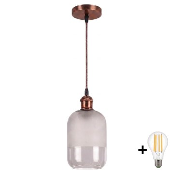 Brilagi - LED luster na sajli RETRO GLASS 1xE27/60W/230V Ø 14 cm bakrena/bijela