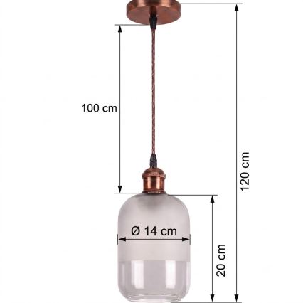 Brilagi - LED luster na sajli RETRO GLASS 1xE27/60W/230V Ø 14 cm bakrena/bijela