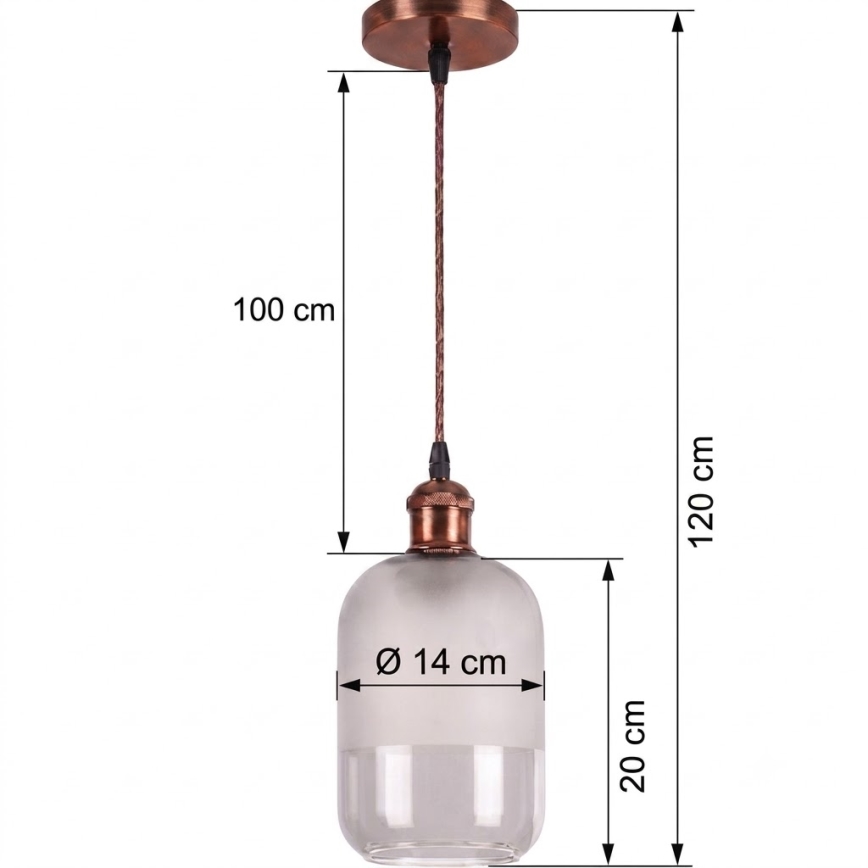 Brilagi - LED luster na sajli RETRO GLASS 1xE27/60W/230V Ø 14 cm bakrena/bijela