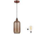 Brilagi - LED luster na sajli RETRO GLASS 1xE27/60W/230V Ø 14 cm bakrena/zadimljeno smeđa