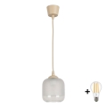 Brilagi - LED luster na sajli RETRO GLASS 1xE27/60W/230V Ø 14 cm bež/bijela