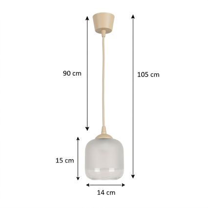 Brilagi - LED luster na sajli RETRO GLASS 1xE27/60W/230V Ø 14 cm bež/bijela