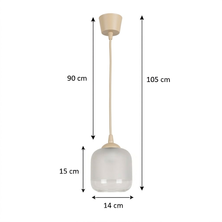 Brilagi - LED luster na sajli RETRO GLASS 1xE27/60W/230V Ø 14 cm bež/bijela