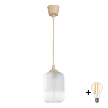 Brilagi - LED luster na sajli RETRO GLASS 1xE27/60W/230V Ø 14 cm bež/bijela