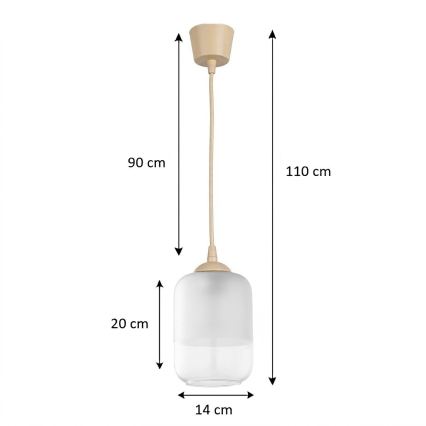 Brilagi - LED luster na sajli RETRO GLASS 1xE27/60W/230V Ø 14 cm bež/bijela