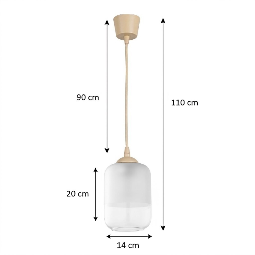 Brilagi - LED luster na sajli RETRO GLASS 1xE27/60W/230V Ø 14 cm bež/bijela