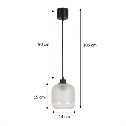 Brilagi - LED luster na sajli RETRO GLASS 1xE27/60W/230V Ø 14 cm crna/bijela