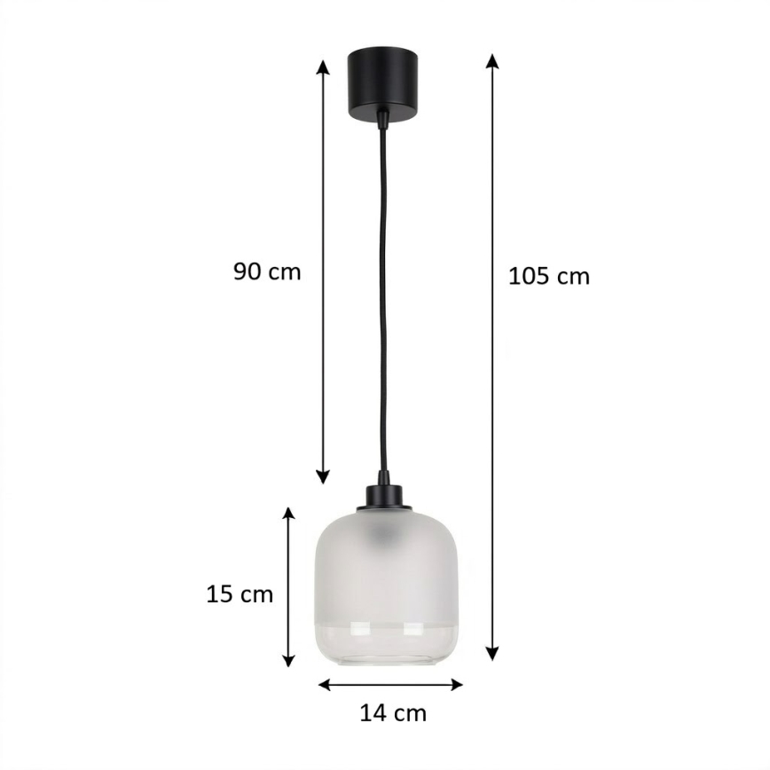 Brilagi - LED luster na sajli RETRO GLASS 1xE27/60W/230V Ø 14 cm crna/bijela