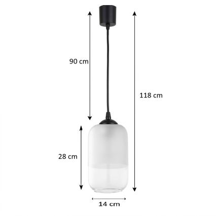Brilagi - LED luster na sajli RETRO GLASS 1xE27/60W/230V Ø 14 cm crna/bijela