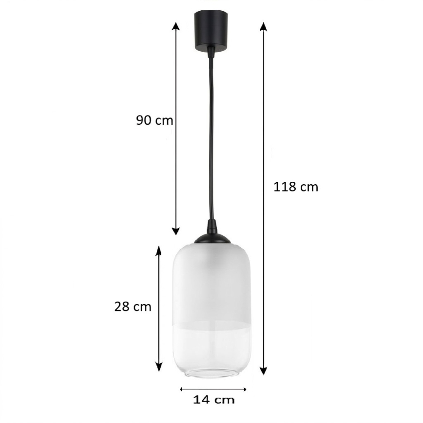 Brilagi - LED luster na sajli RETRO GLASS 1xE27/60W/230V Ø 14 cm crna/bijela