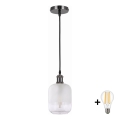 BRILAGI - LED luster na sajli RETRO GLASS 1xE27/60W/230V Ø 14 cm crna/bijela
