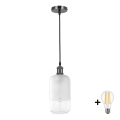 BRILAGI - LED luster na sajli RETRO GLASS 1xE27/60W/230V Ø 14 cm crna/bijela