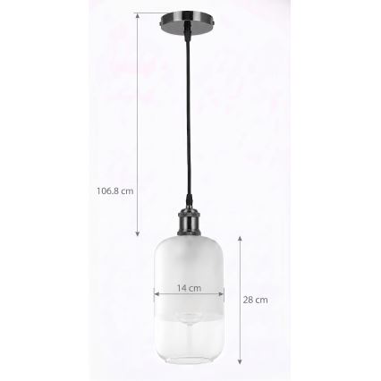 BRILAGI - LED luster na sajli RETRO GLASS 1xE27/60W/230V Ø 14 cm crna/bijela