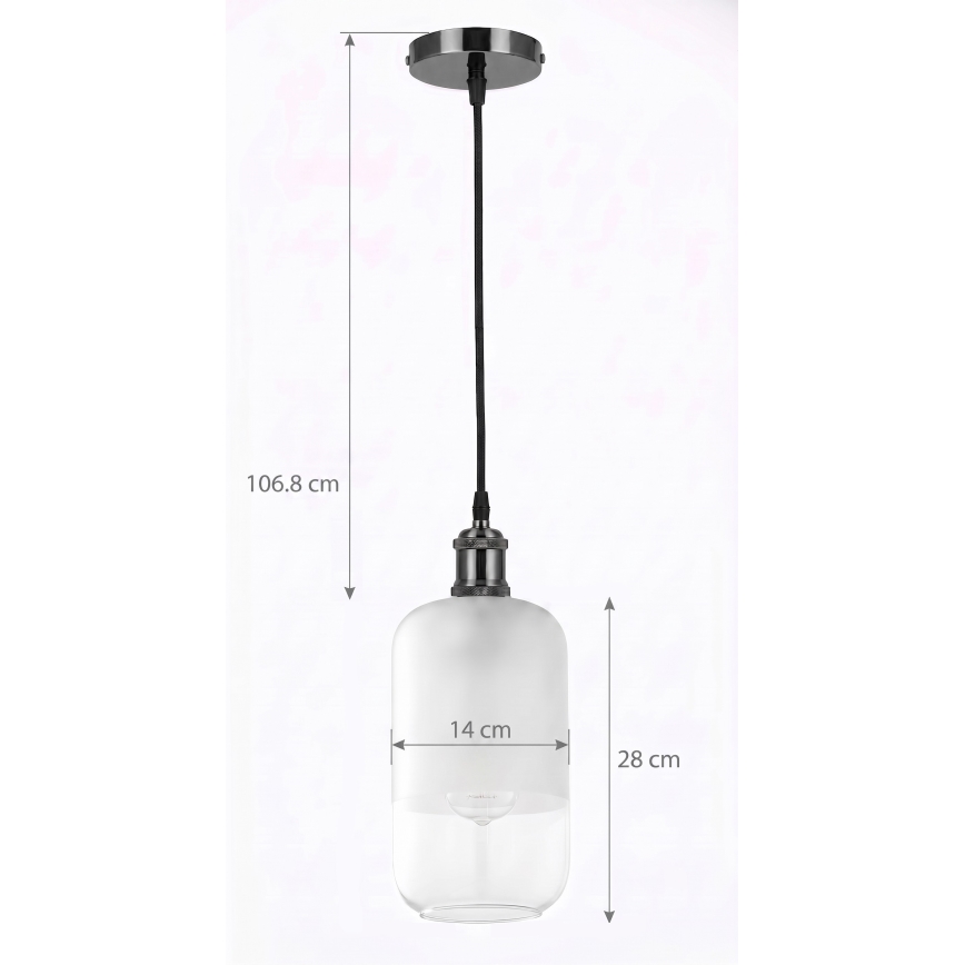 BRILAGI - LED luster na sajli RETRO GLASS 1xE27/60W/230V Ø 14 cm crna/bijela