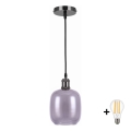 BRILAGI - LED luster na sajli RETRO GLASS 1xE27/60W/230V Ø 14 cm crna/dimljena siva
