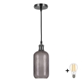 BRILAGI - LED luster na sajli RETRO GLASS 1xE27/60W/230V Ø 14 cm crna/dimna siva