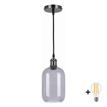 BRILAGI - LED luster na sajli RETRO GLASS 1xE27/60W/230V Ø 14 cm crna/dimno-siva