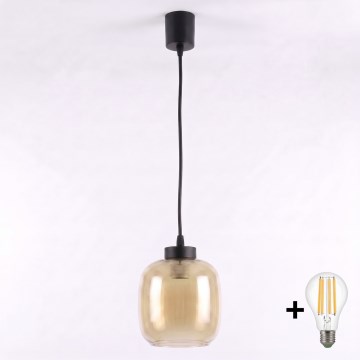 Brilagi - LED luster na sajli RETRO GLASS 1xE27/60W/230V Ø 14 cm crna/zadimljeno smeđa