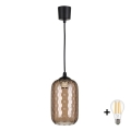 Brilagi - LED luster na sajli RETRO GLASS 1xE27/60W/230V Ø 14 cm crna/zadimljeno-smeđa